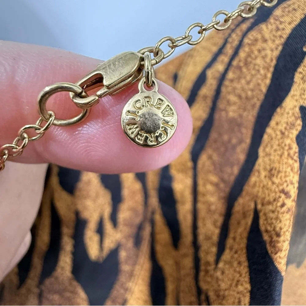 J.Crew gold tone, 16 inch large pearl with rhinestone accent necklace